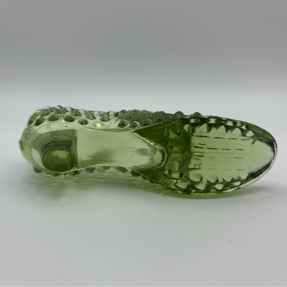 Vintage Fenton Olive Green Hobnail Cat Glass Shoe Slipper - EUC - 3 1/4” - Picture 6 of 8